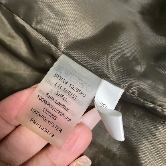 “Rockie” Olive Green Faux Leather Jacket. Excellent Fit. Size M. Like New. - Picture 10 of 11